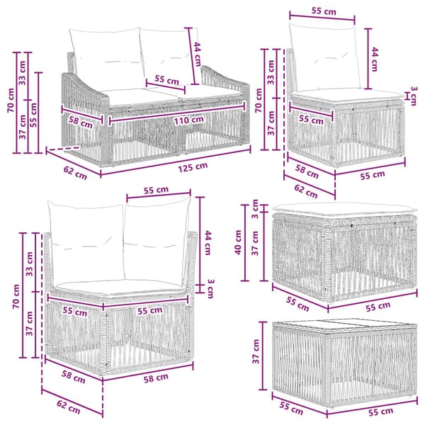 Trädgårdsoffset 8 pcs Beige konstrotting