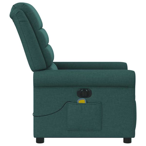 Elektrisk massagefåtölj mörkgrön tyg