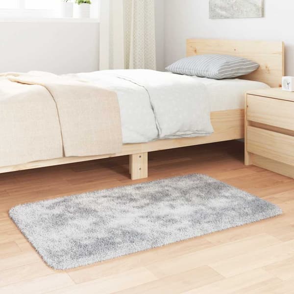 Ryamatta med lång lugg NAVARRA ljusgrå 60x100 cm polyester