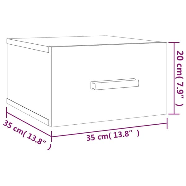 Väggmonterat sängbord vit 35x35x20 cm