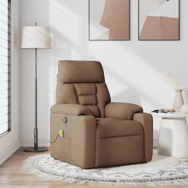 Massagefåtölj brun tyg