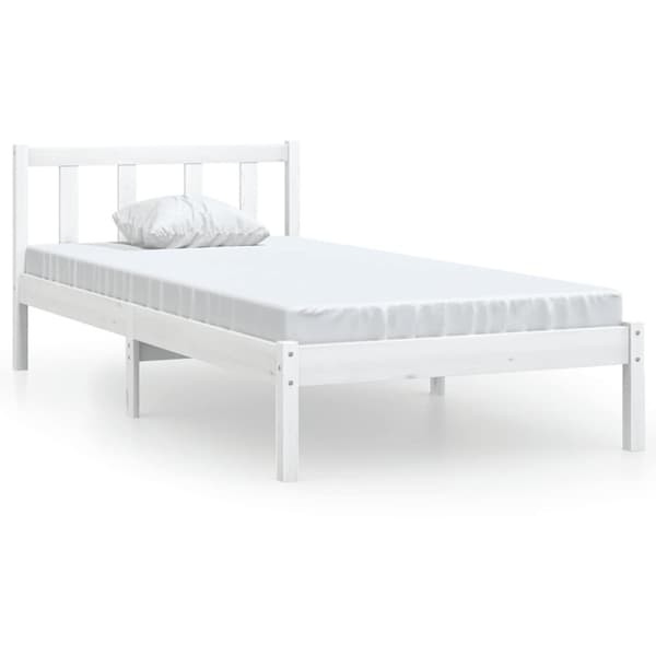 Sängram vit massivt trä 75x190 cm