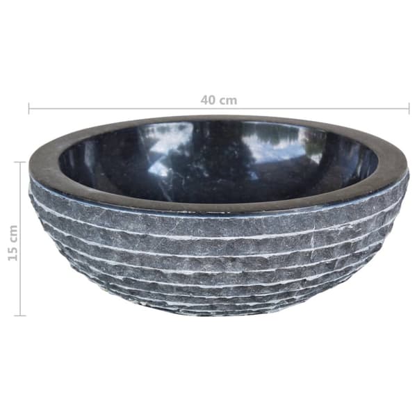 Handfat 40 cm marmor svart