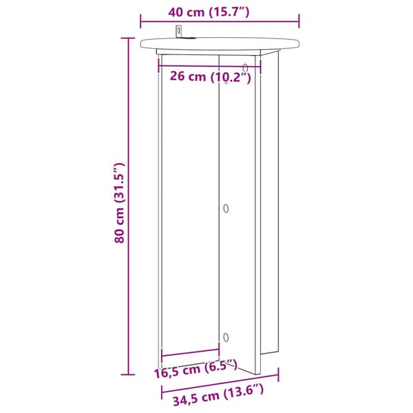 Växtställ 2 pcs Vit Ø40 x 80 cm Konstruerat trä