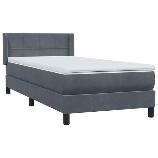 Ramsäng med madrass mörkgrå 80x220 cm sammet