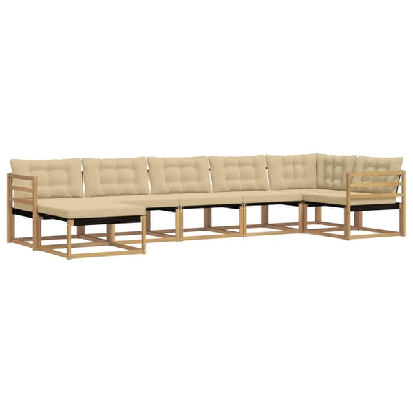 Utomhussoffset med kudde 7 pcs Vit och Beige
