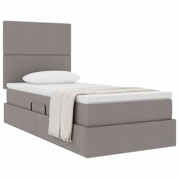 Förvaringssäng med madrass Taupe 100 x 200 cm Polyester