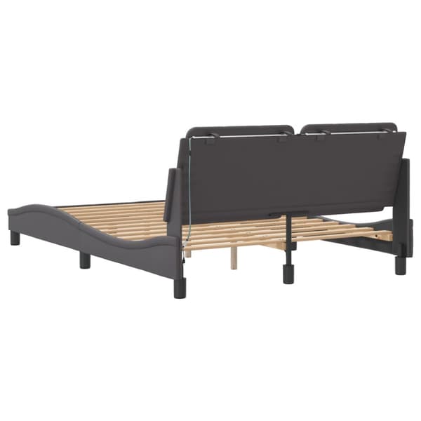 Bed Frame with LED without Mattress "Zadar" Grey 140x190 cm
