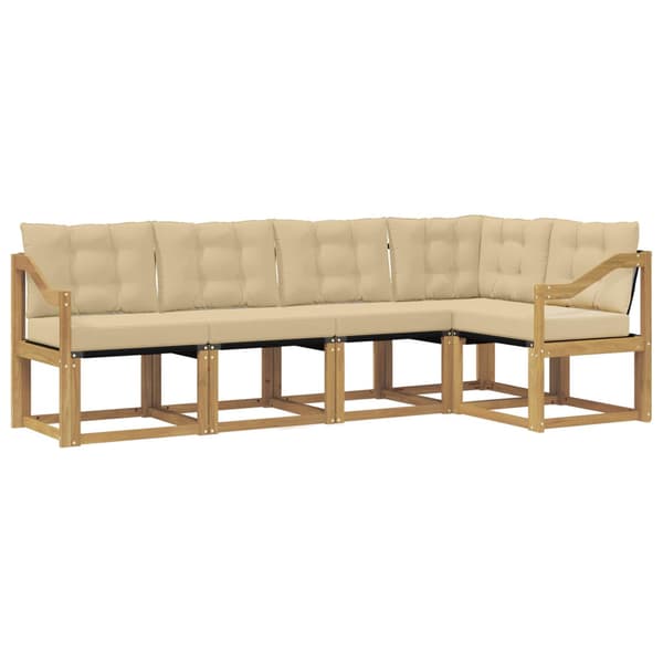 Utomhussoffset med kudde 5 pcs Vit och Beige