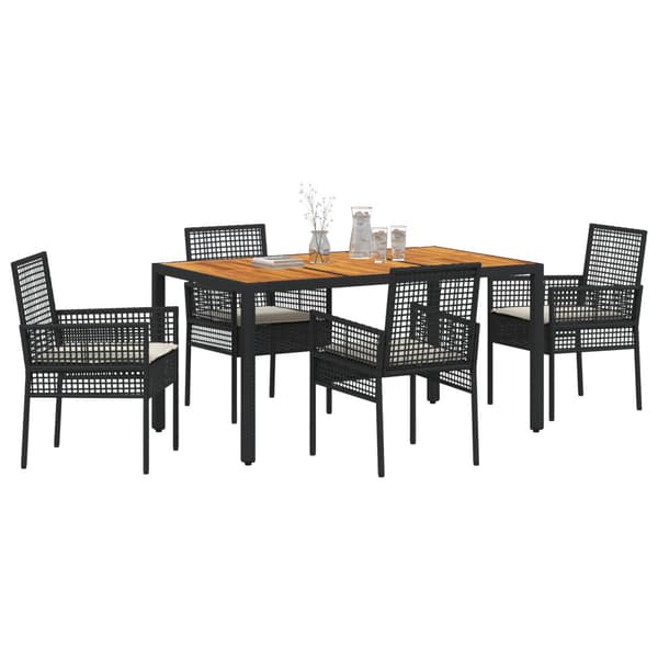 Trädgårdsmöbelset 5 pcs Svart konstrotting