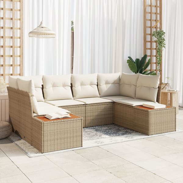 Trädgårdsoffset 6 st Beige konstrotting