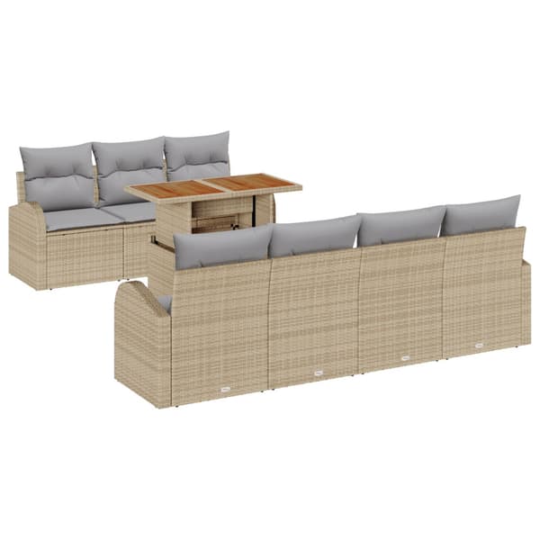 Trädgårdsoffset med lagring 8 pcs Beige Poly rattan