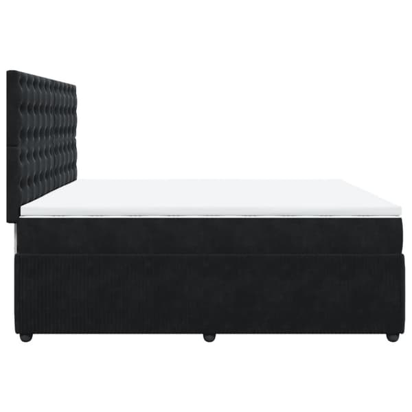Ramsäng med madrass svart 200x200 cm sammet