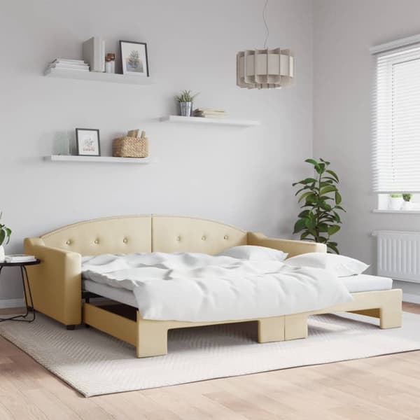Dagbädd utdragbar gräddvit 100x200 cm tyg