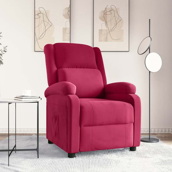 Reclinerfåtölj vinröd sammet