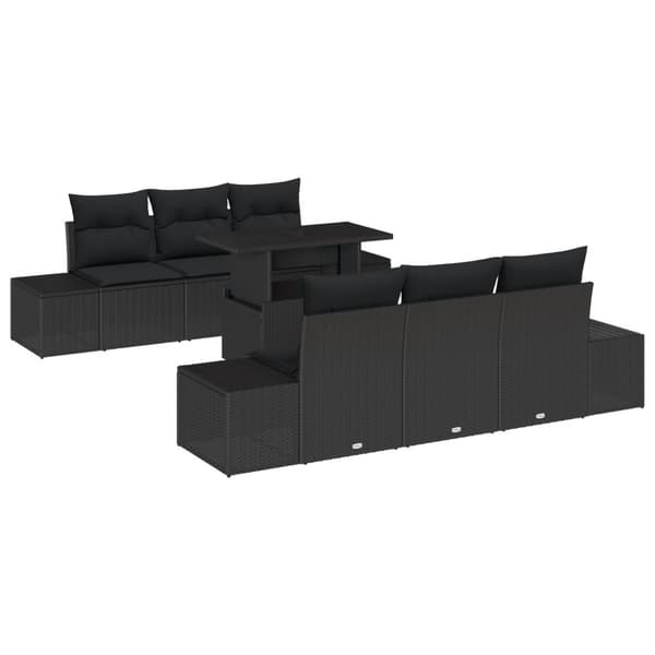Soffset med kudde 7 pcs Svart konstrotting