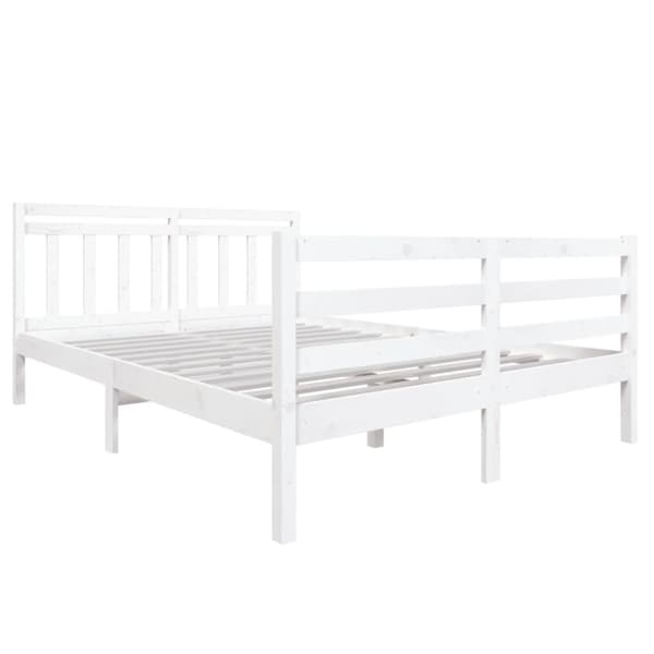 Sängram vit massivt trä 140x190 cm