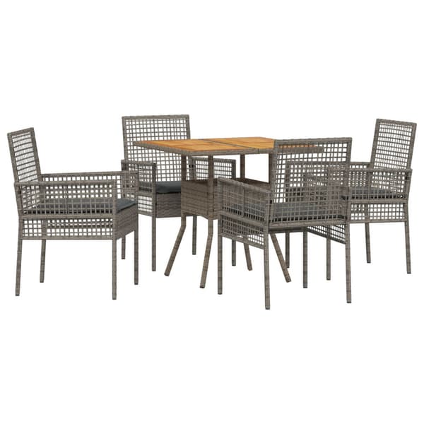 Trädgårdsmöbelset 5 pcs Grå konstrotting