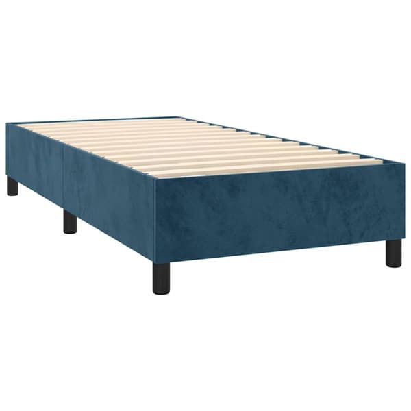 Ramsäng med madrass mörkblå 80x200 cm sammet
