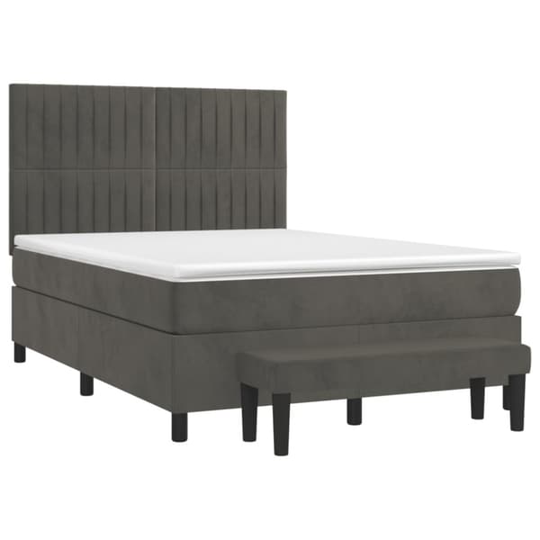 Ramsäng med madrass mörkgrå 140x190 cm sammet