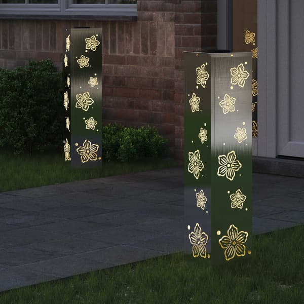 Solar LED Stig Ljus 2 pcs Silver Rostfritt stål