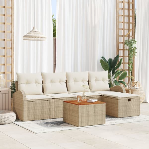 Trädgårdsoffset 6 st Beige konstrotting