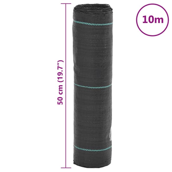 Ogräsmatta svart 0,5x10 m PP
