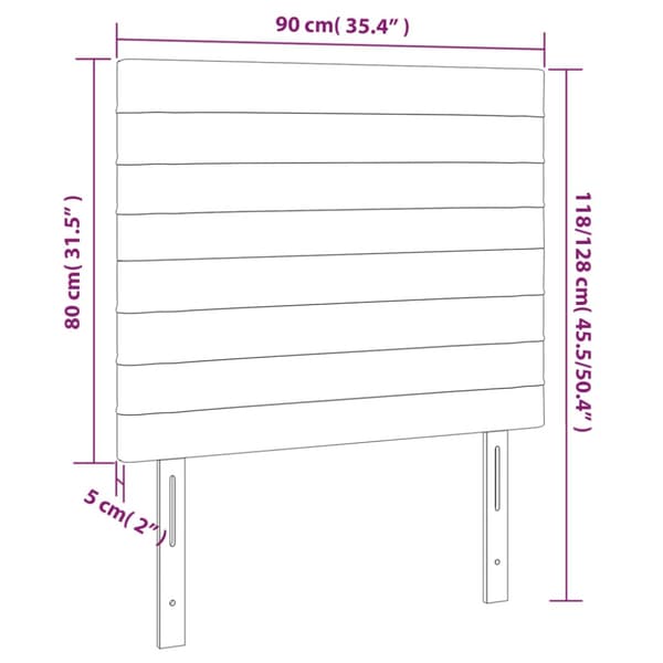 Sänggavel LED mörkgrå 90x5x118/128 cm tyg