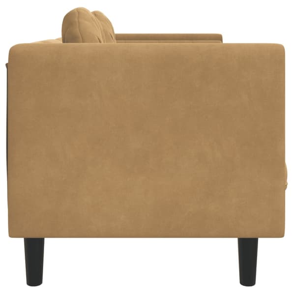 Soffa med kuddar 3-sits brun konstmocka