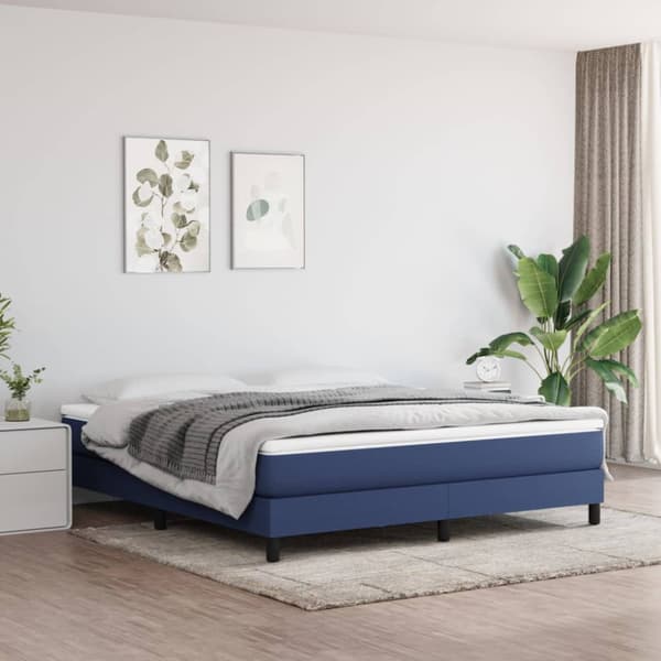 Boxspring-sängram blå 160x200 cm tyg