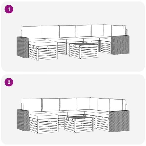Utomhussoffset med kudde 8 pcs Naturlig och ljusgrå
