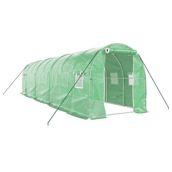 Växthus med stålram grön 16 m² 8x2x2 m