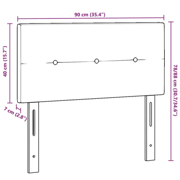 Huvudgavel Mörkgrå 90 cm Sammet