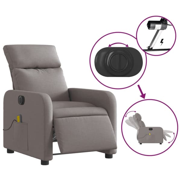 Elektrisk massagefåtölj taupe tyg