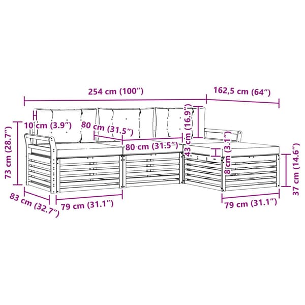 Utomhussoffset 4 pcs Vit och antracit