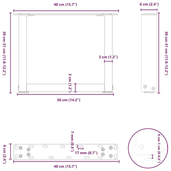 Soffbordsben U-formade 2 st antracit 40x(30-31) cm stål