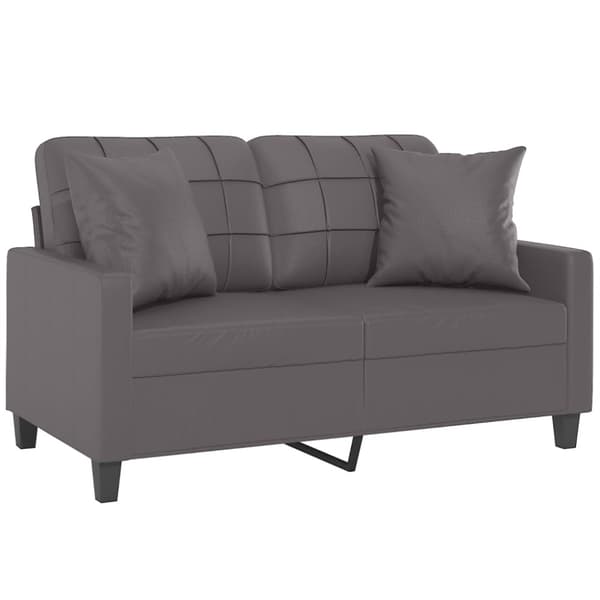 2-sits soffa med prydnadskuddar grå 120 cm konstläder