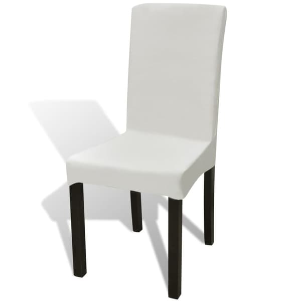 Stolsöverdrag rak modell stretch 6 st gräddvit