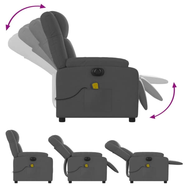 Elektrisk massagefåtölj mörkgrå tyg
