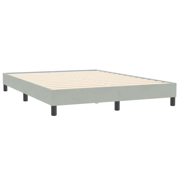 Ramsäng med madrass ljusgrå 160x210 cm sammet