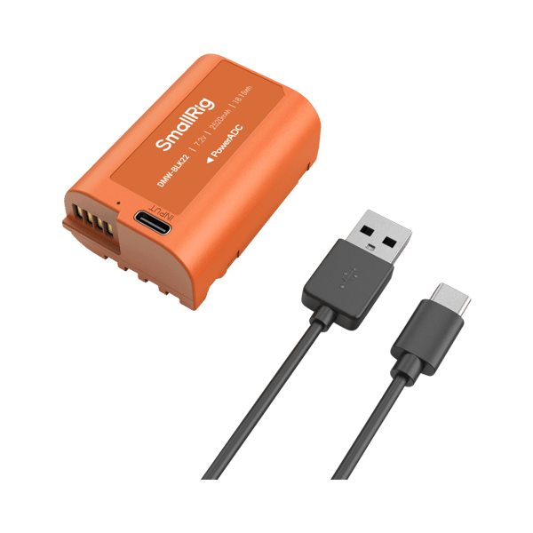 SmallRig 4979 Camera Battery USB-C Rechargeable DMW-BLK22 Orange