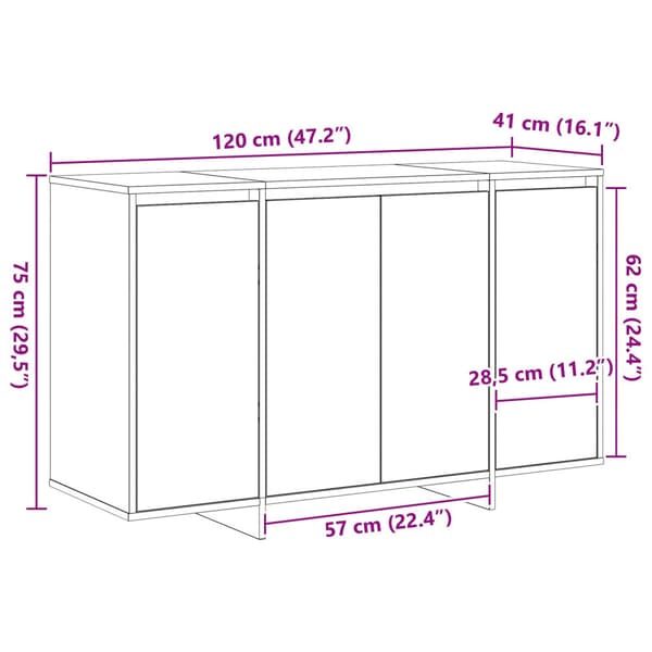 Sideboard Vit 120 x 41 x 75 cm Konstruerat trä