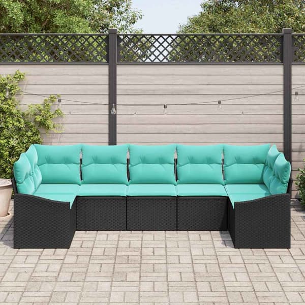 Soffset med kudde 7 pcs Svart konstrotting