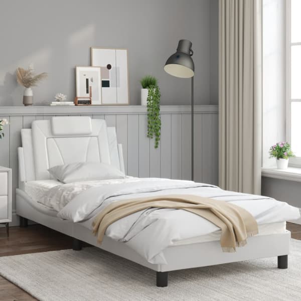 Bed Frame "Viana" with LED without Mattress White 90x190 cm