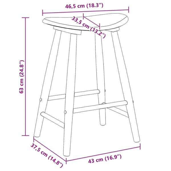 Matstolar 2 pcs Vit 46 x 37 x 63 cm Massiv Gummiträ