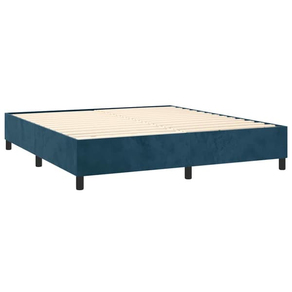 Ramsäng med madrass mörkblå 160x200 cm sammet