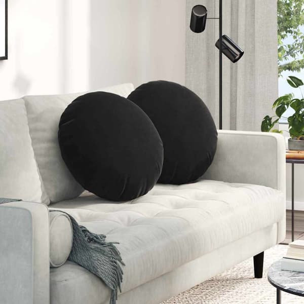 Sittkuddar 2 pcs Svart Ø50 x 19 cm Sammet