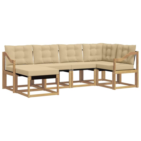 Utomhussoffset med kudde 6 pcs Vit och Beige