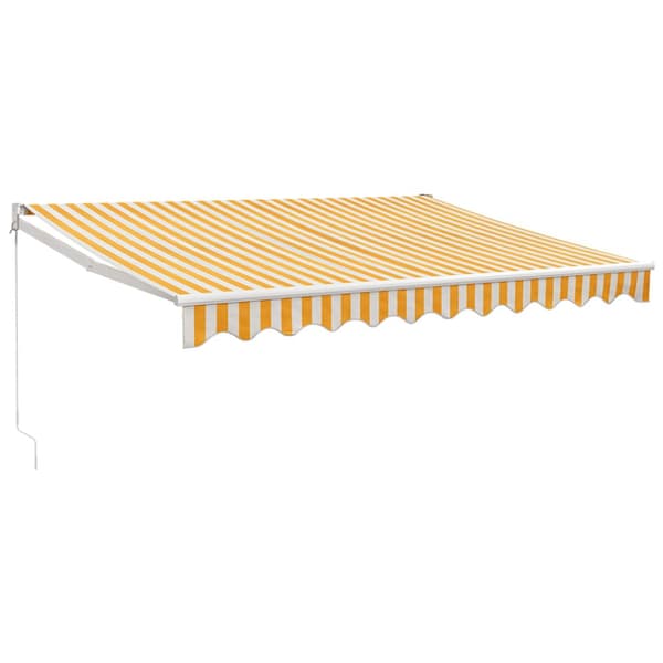 Markis infällbar gul och vit 3x2,5 m tyg&aluminium