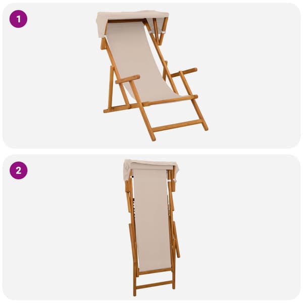 Deck Chair 2 st 3 Position Massiv Eukalyptus Trä Beige